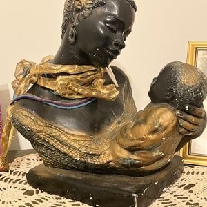 Vtg Austin Sculpture African Mother& Swaddled Baby Alice Ecila Ceramic Mexic